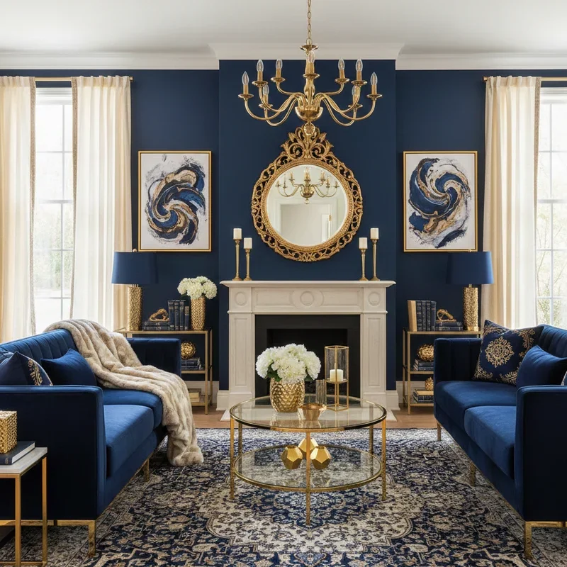 Navy Blue and Gold Living Room Ideas