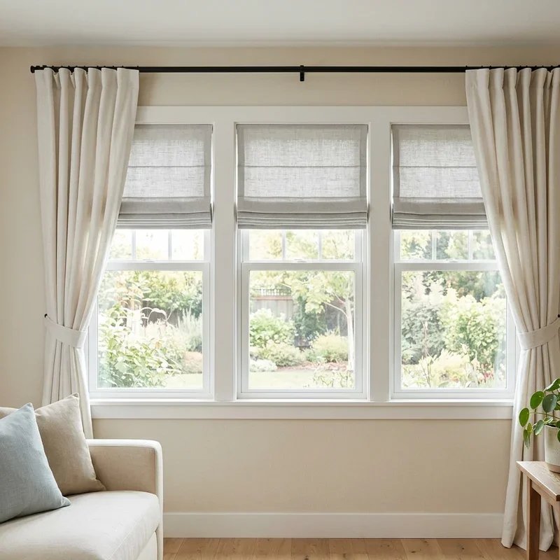 3 Window Living Room Curtain Ideas