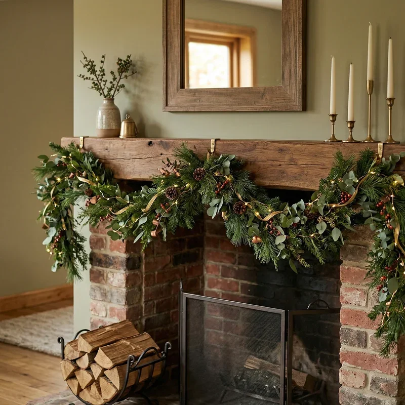 How to Hang Garland on Fireplace