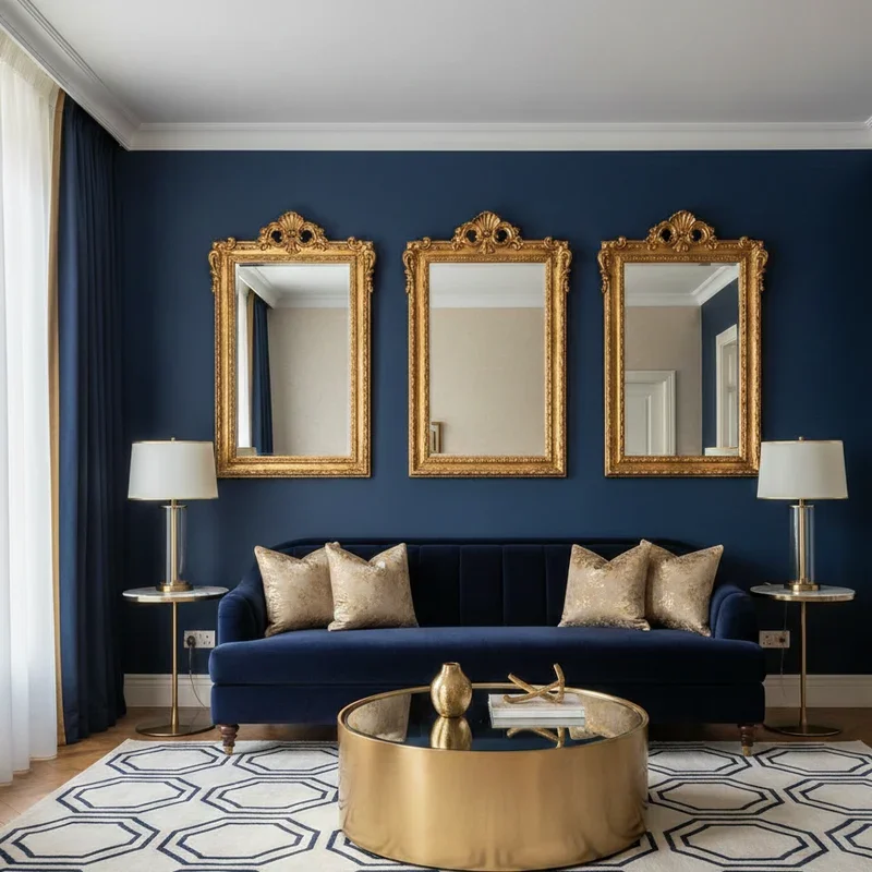 Navy Blue and Gold Living Room Ideas
