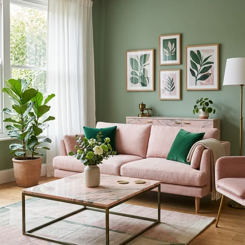 Pink and Green Living Room Ideas