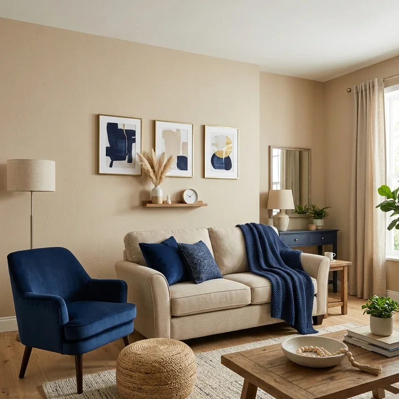 Beige and Blue Living Room Ideas