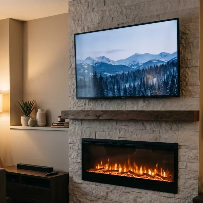 Electric Fireplace Ideas With TV Above