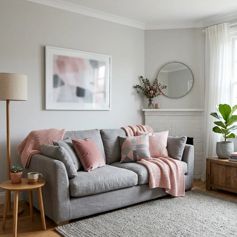 Pink and Grey Living Room Ideas