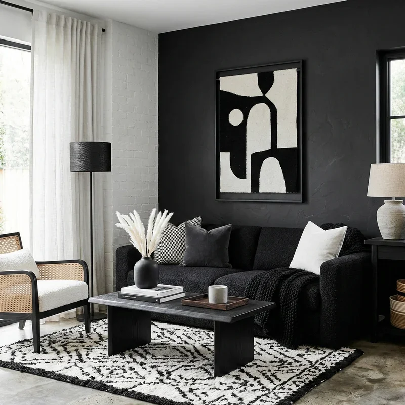 Black and White Living Room Ideas