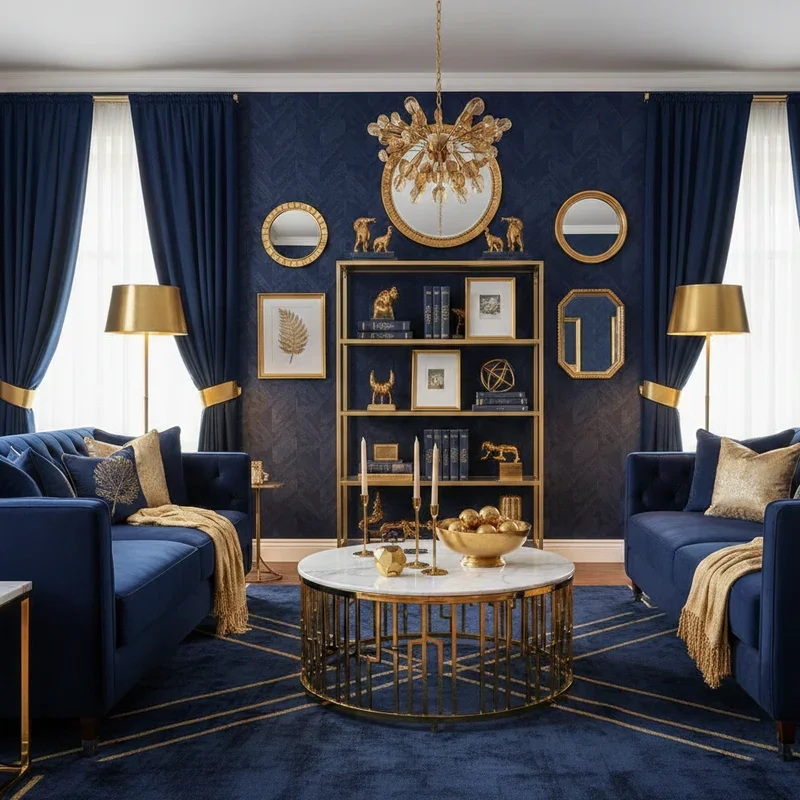 Navy Blue and Gold Living Room Ideas