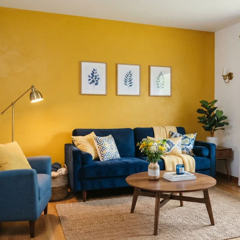 Blue and Yellow Living Room Decorating Ideas