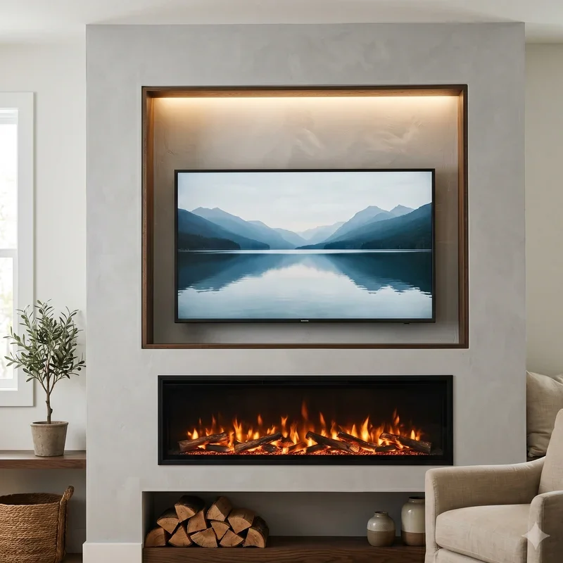 Electric Fireplace Ideas With TV Above