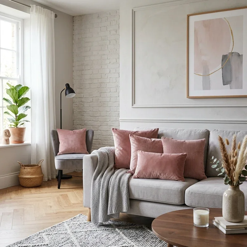 Pink and Grey Living Room Ideas