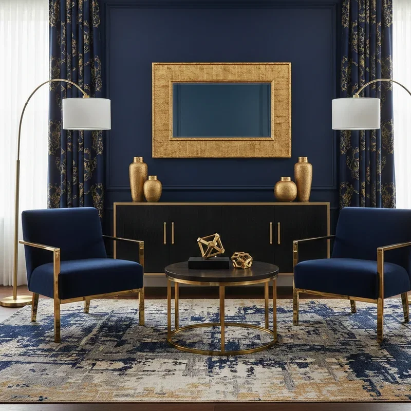 Navy Blue and Gold Living Room Ideas