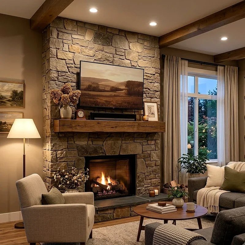 Living Room TV Over Fireplace Ideas