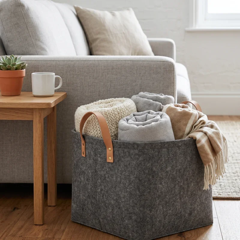 Blanket Basket for Living Room Ideas