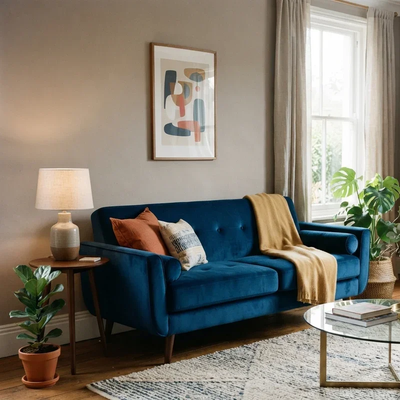 Blue Velvet Sofa Living Room Ideas