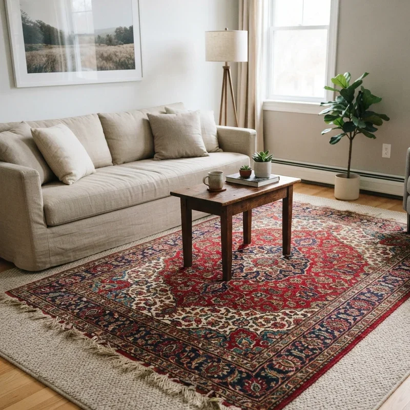 Rug on Carpet Living Room Ideas