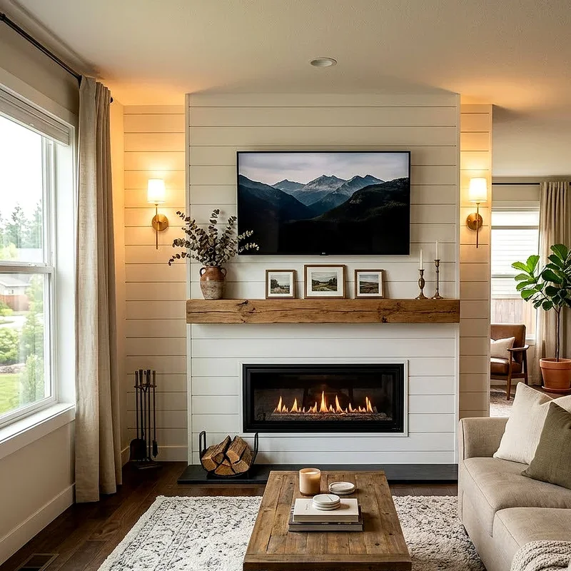 Living Room TV Over Fireplace Ideas