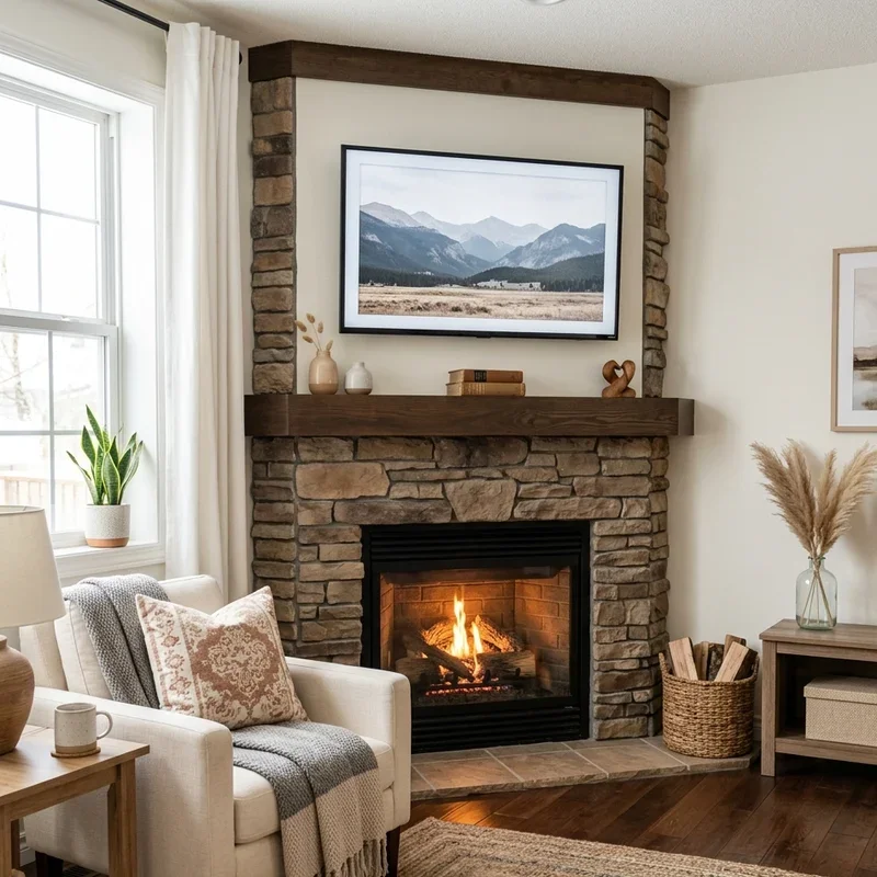 15 Corner Fireplace and TV Living Room Decorating Ideas