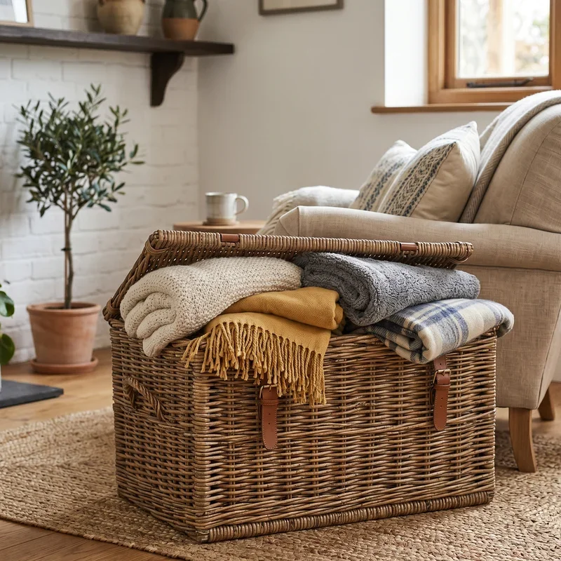 Blanket Basket for Living Room Ideas