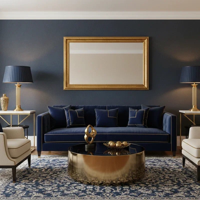 Navy Blue and Gold Living Room Ideas