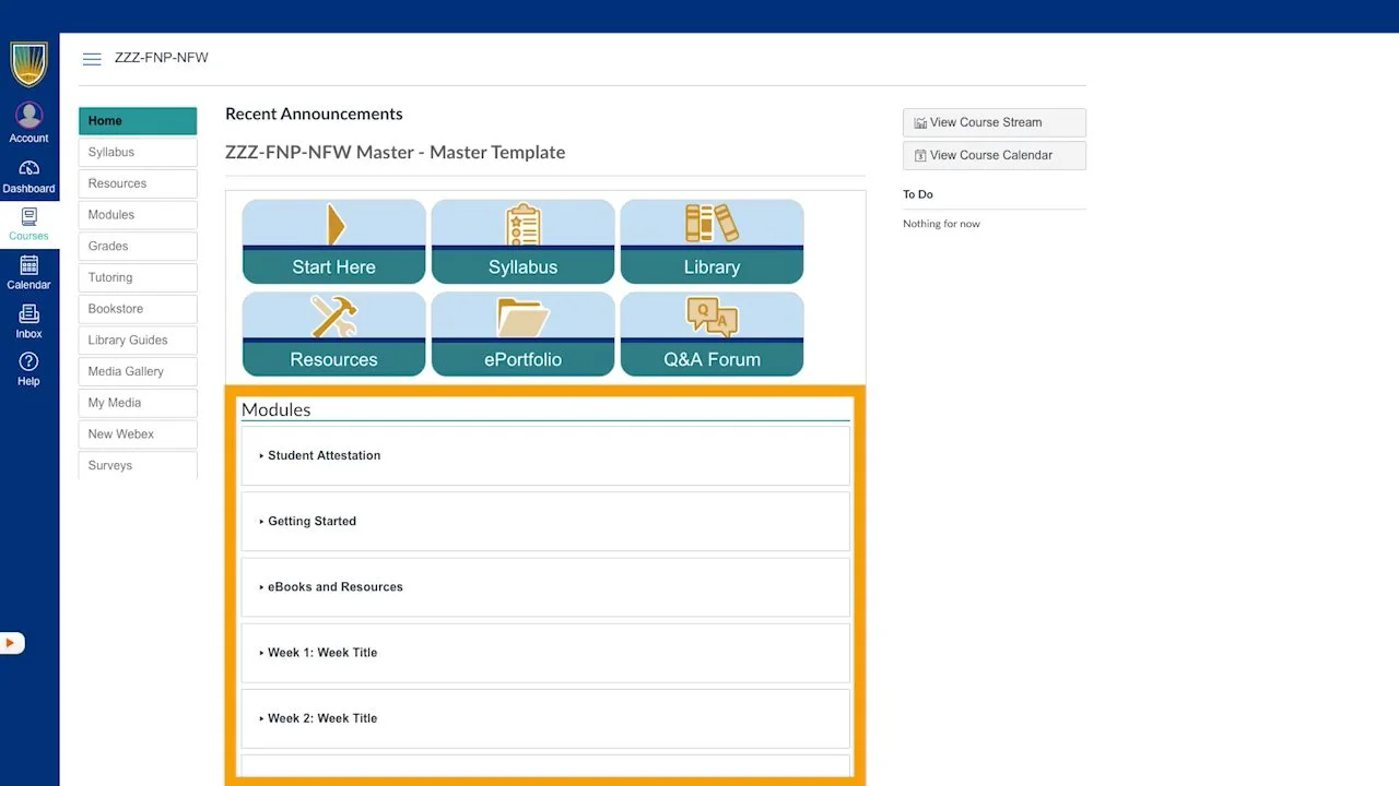 FNP Course navigation walkthrough.