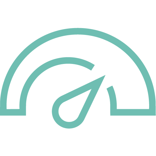 A gauge or speedometer icon with a needle pointing towards the upper right.