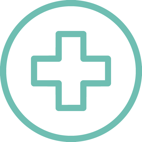 Medical cross icon inside a circle