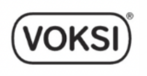 Logo mit dem Text 'VOKSI' in schwarzen Buchstaben in einem ovalen Rahmen.