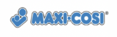 Maxi-Cosi Logo mit blauer Schrift und grafischem Symbol aus zwei stilisierten Kinderfiguren