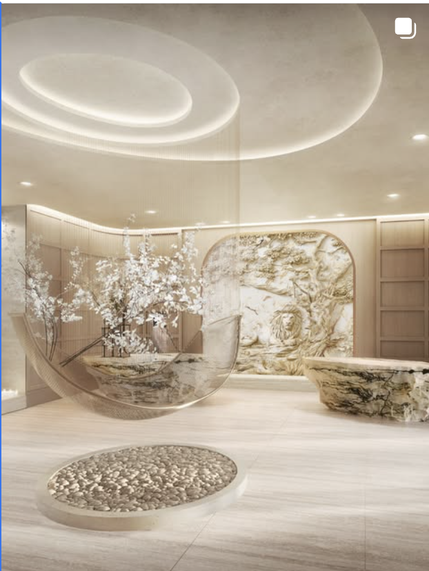 concierge in lobby of ultra-luxury office building in Miami Beach