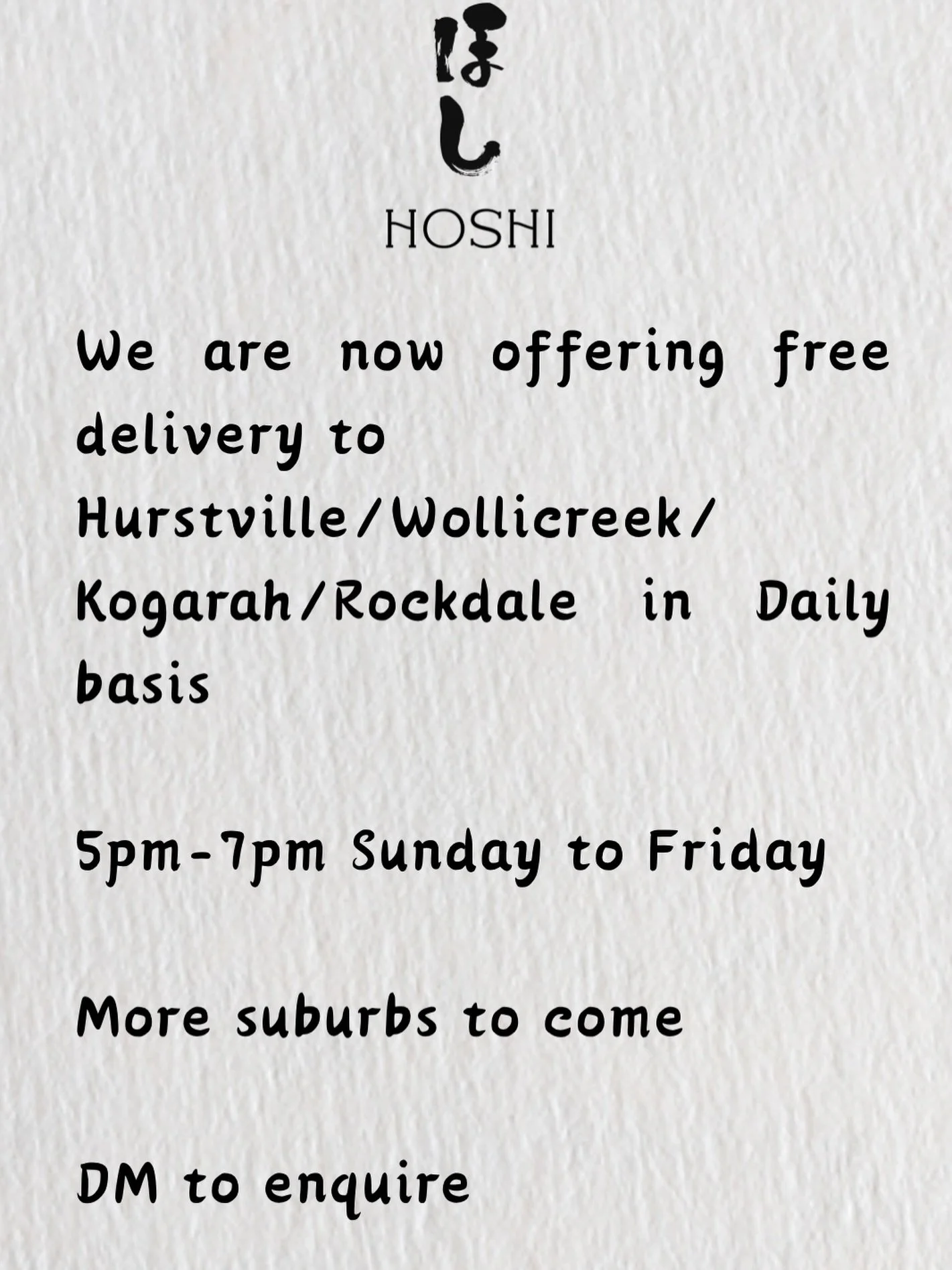 Announcement to following suburbs!

We do aware our location is not the friendliest towards guests who travel with public transport.

To accommodate our guests, we decided to do free delivery toward following suburbs at our operating days.

DM us if 