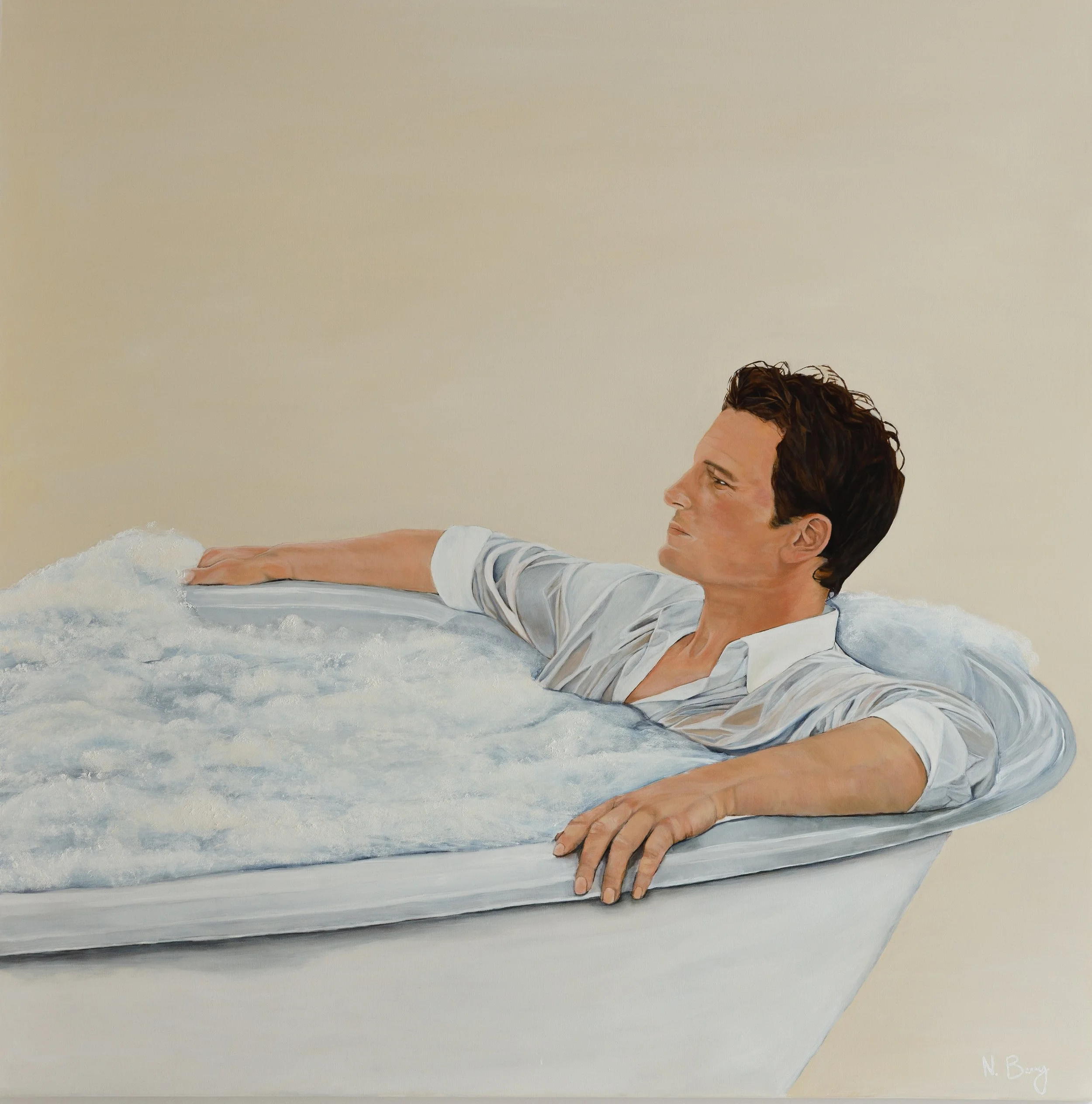 The Long Soak, Oil on Canvas, 48 x 48 in / 121.92 x 121.92 cm