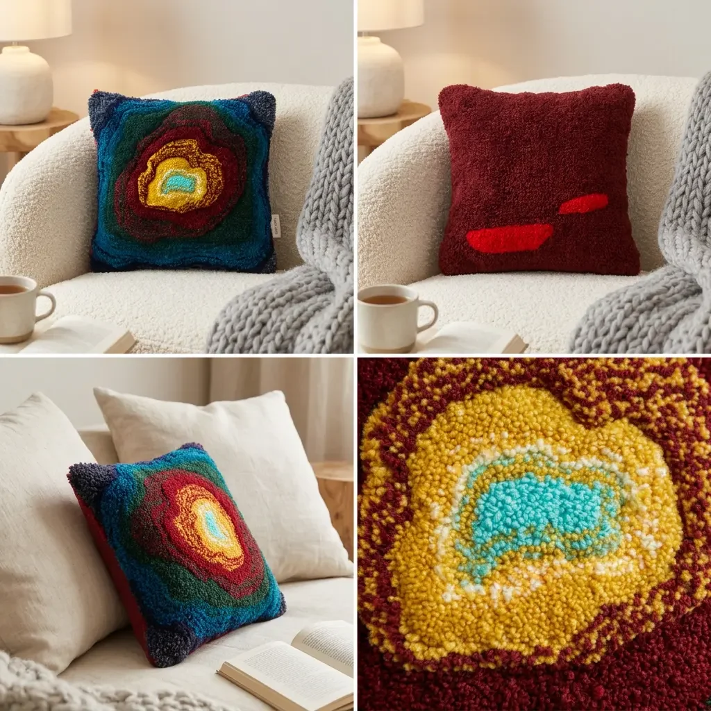 Firefly_mets ce coussin carré en valeur dans un univers cocoon et doux sous tous les angles 758048.webp