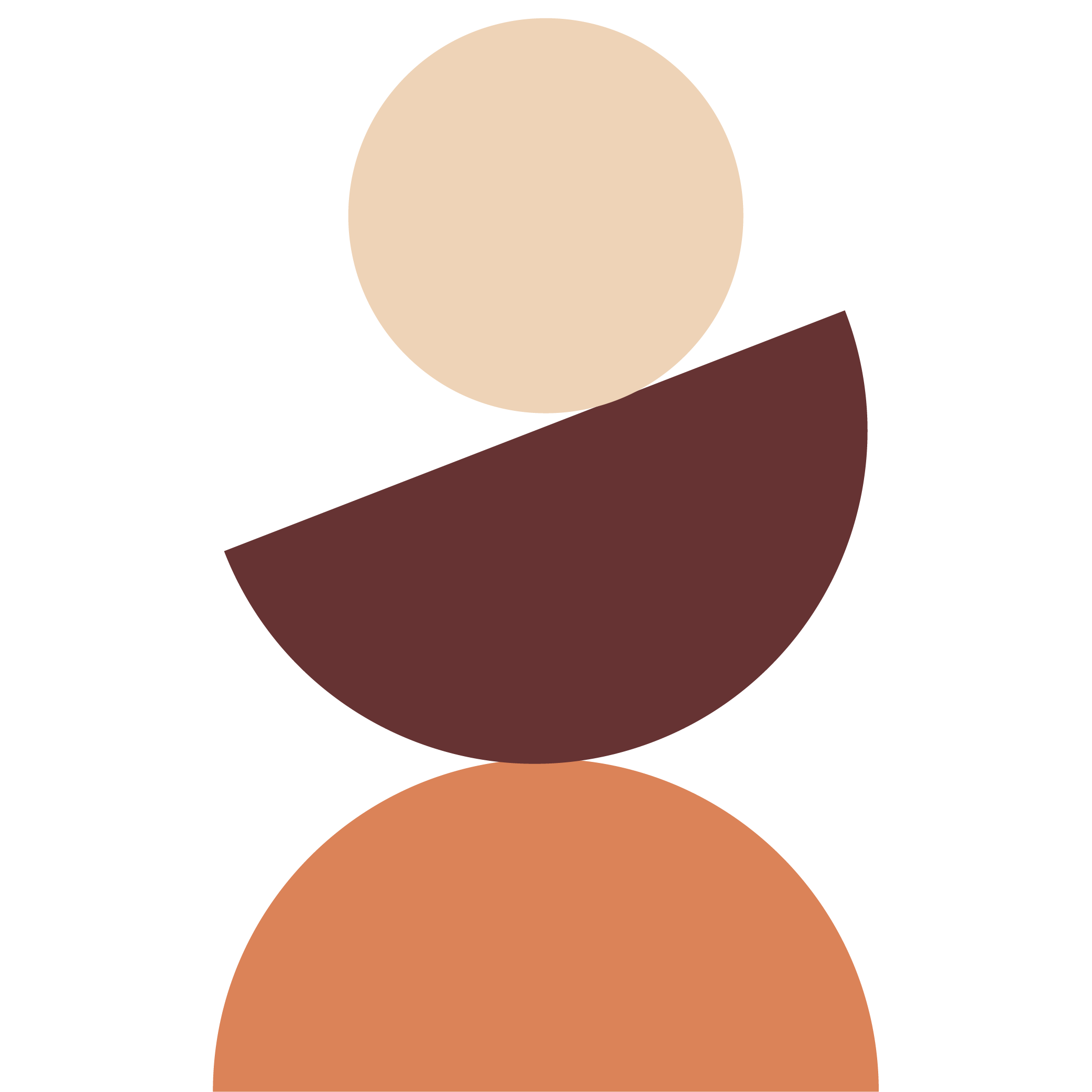 Illustration minimaliste d'une figure humaine avec un cercle beige pour la tête, un triangle marron pour le torse, une ligne orange pour le cou, et une ligne noire pour la silhouette.