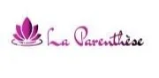 Logo avec une fleur violette stylisée et le texte 'La Parenthèse' en écriture cursive