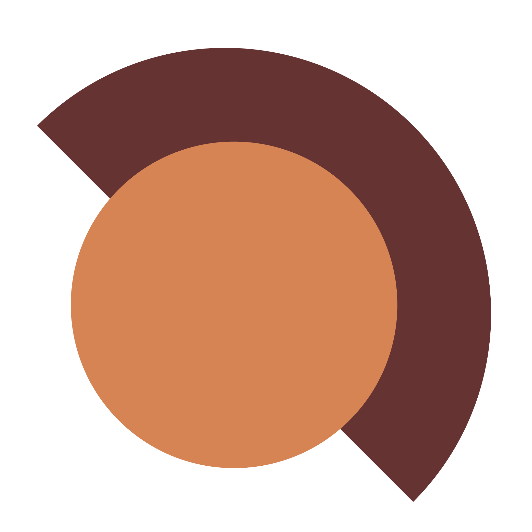 Triangles de différentes tailles et couleurs, principalement en nuances de brun, orange et marron sur un fond noir.