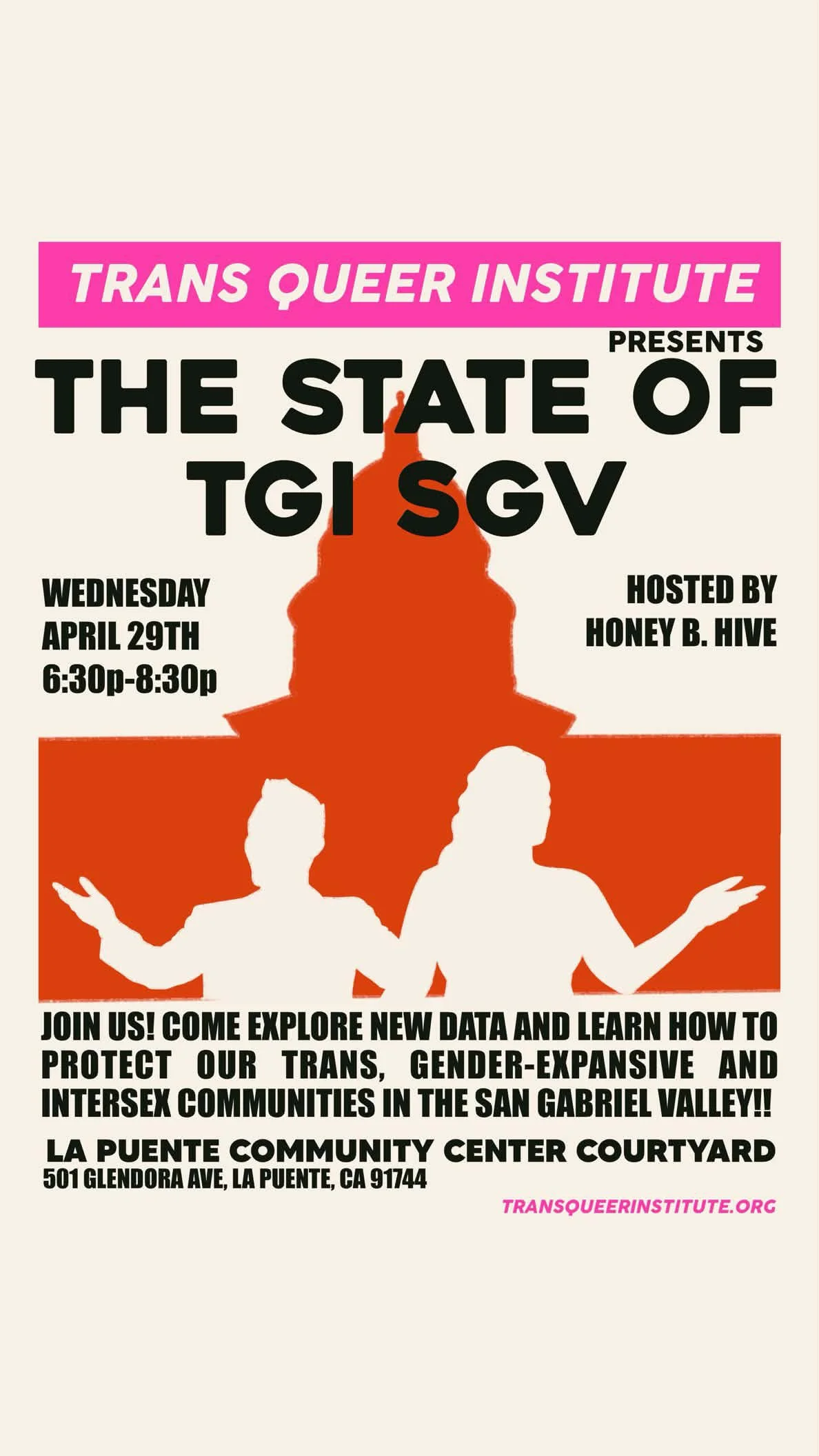 The State of TGI SGV, Event on April 29th from 6:30-8:30pm at La Puente Community Center Courtyard