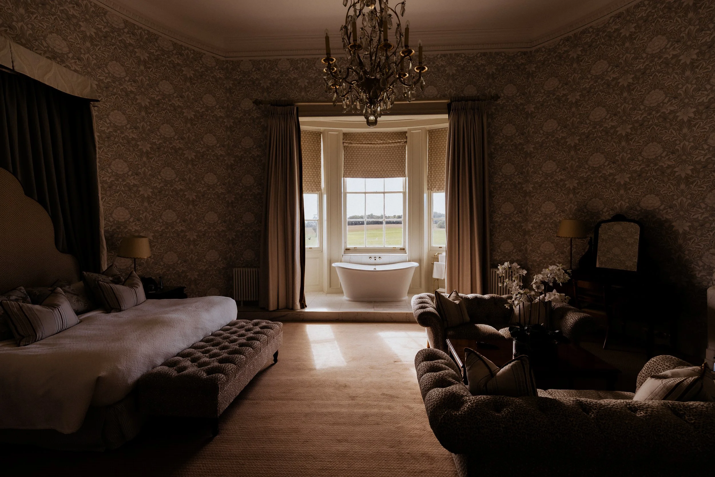 Interior photography of a luxury suite at Wynyard Hall in the North East