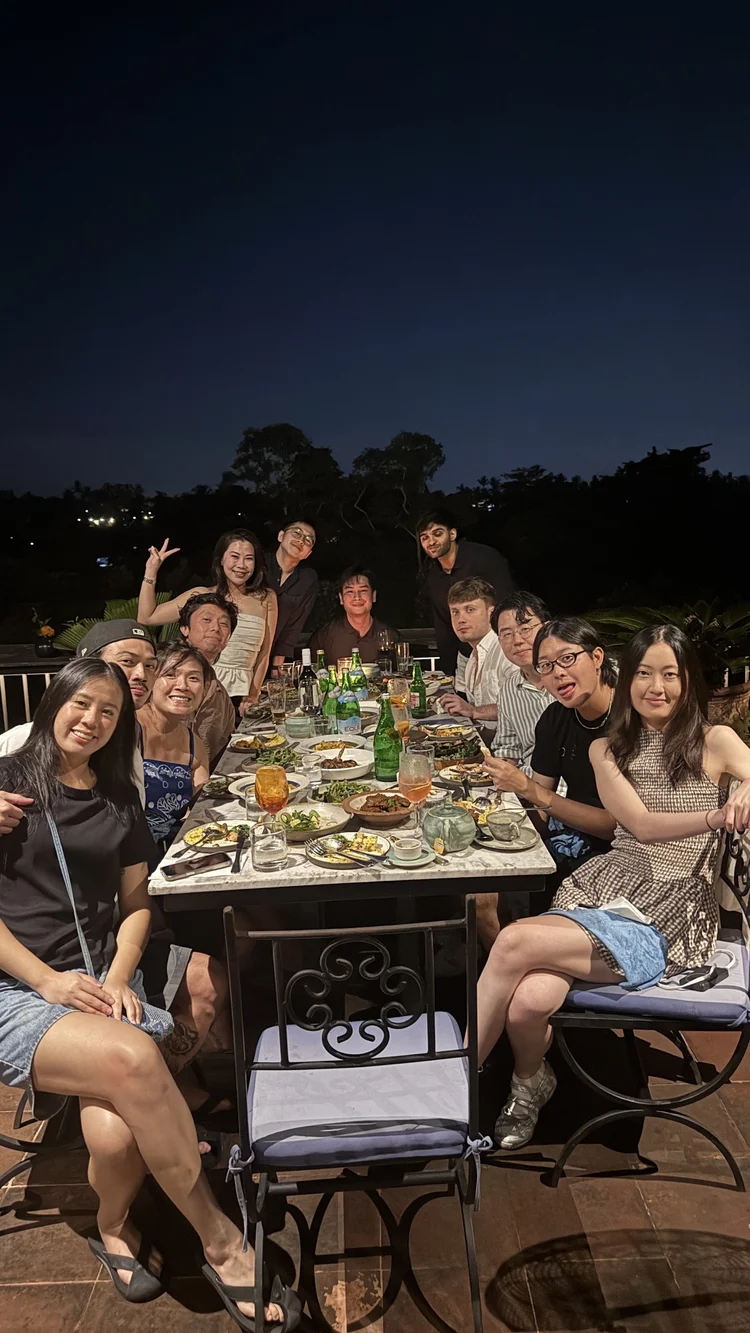 Group dinner outdoors in Ubud