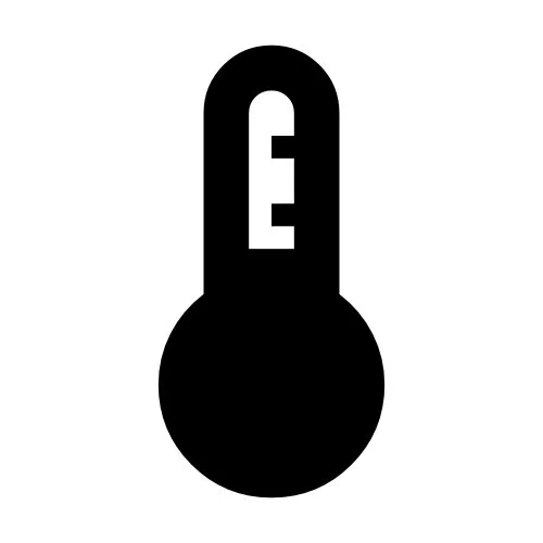 Symbol eines Thermometers in Schwarz-Weiß. Es steht für die Temperatur des Floating Tanks Rea Float