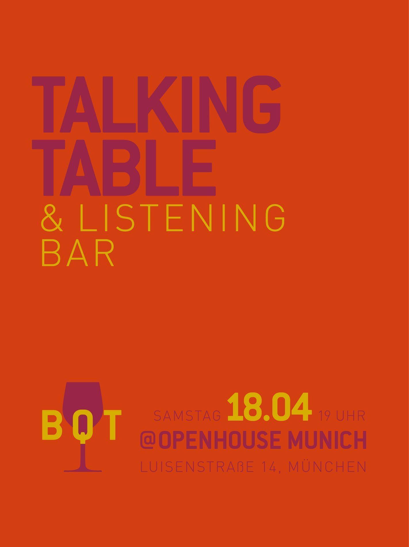 TALKING TABLE & LISTENING BAR  •  Saturday Night Dinner