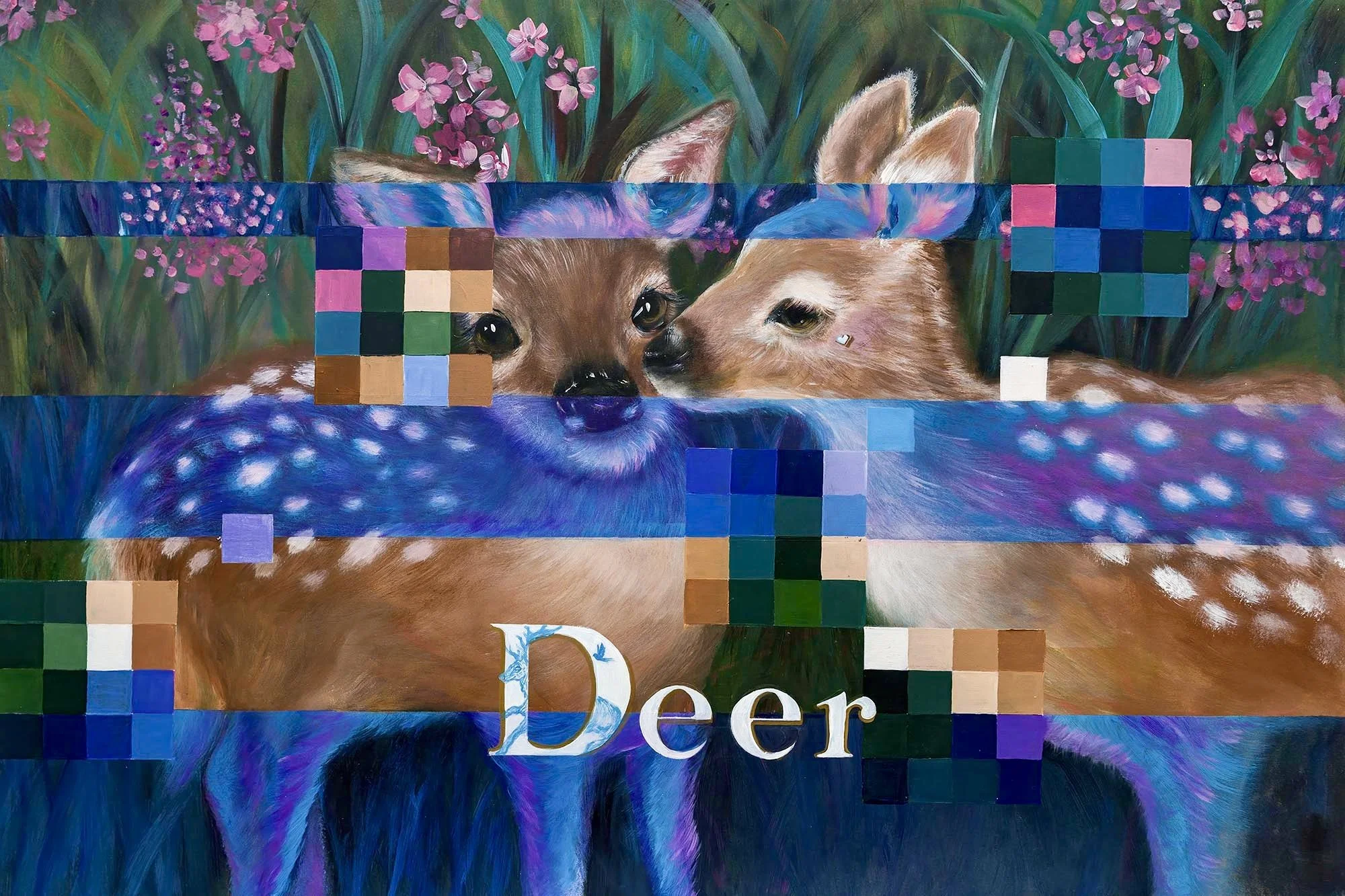 Pixelated Deer Harmony Canvas Art