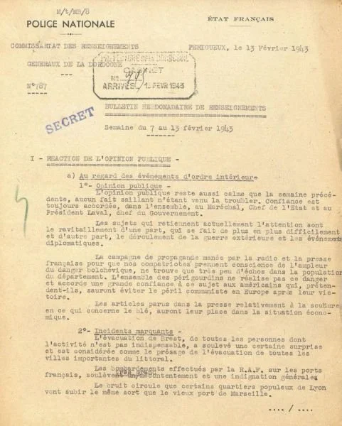 Les sources de la Seconde Guerre mondiale aux Archives départementales de la Dordogne