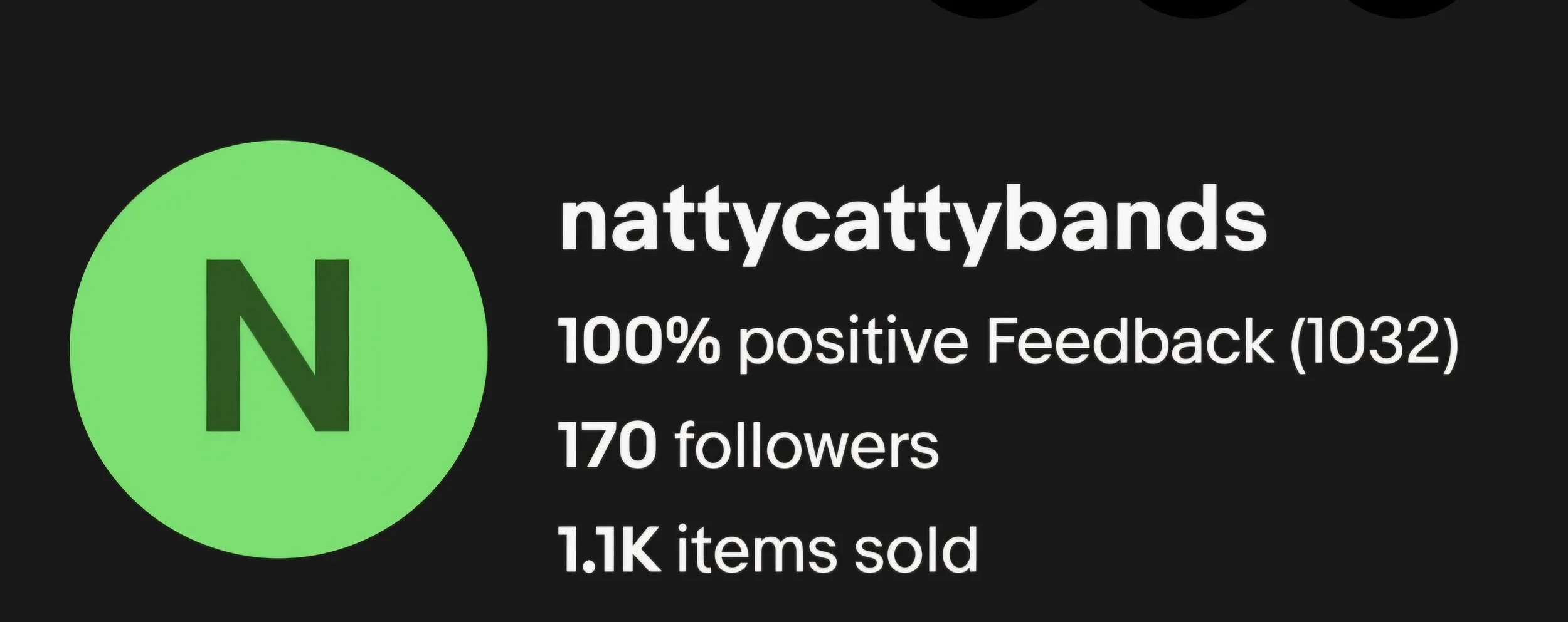 Natty Catty Bands ebay feedback preofile showing over 1,000 excelent reviews