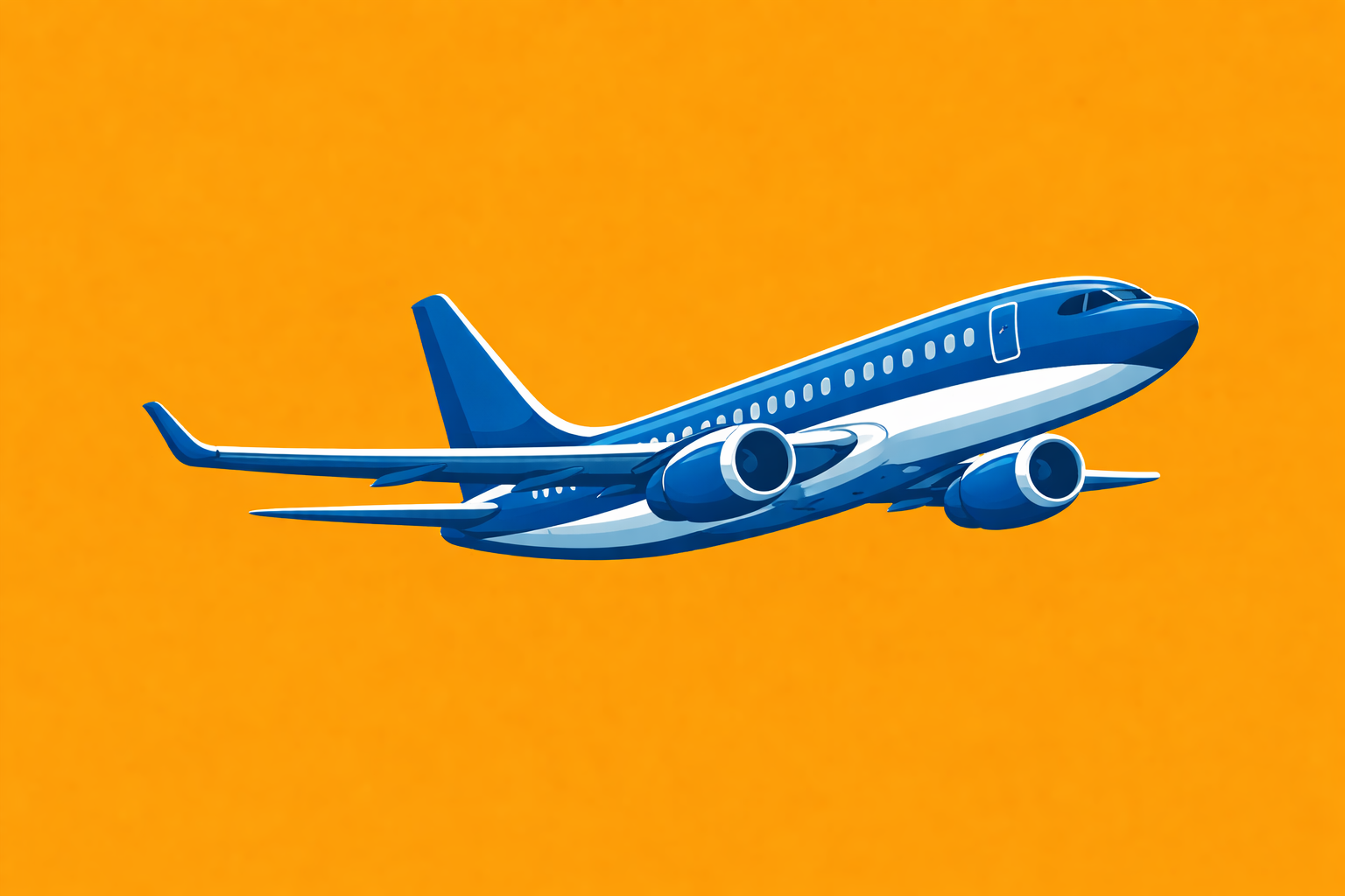 A commercial airplane flying in a partly cloudy sky.