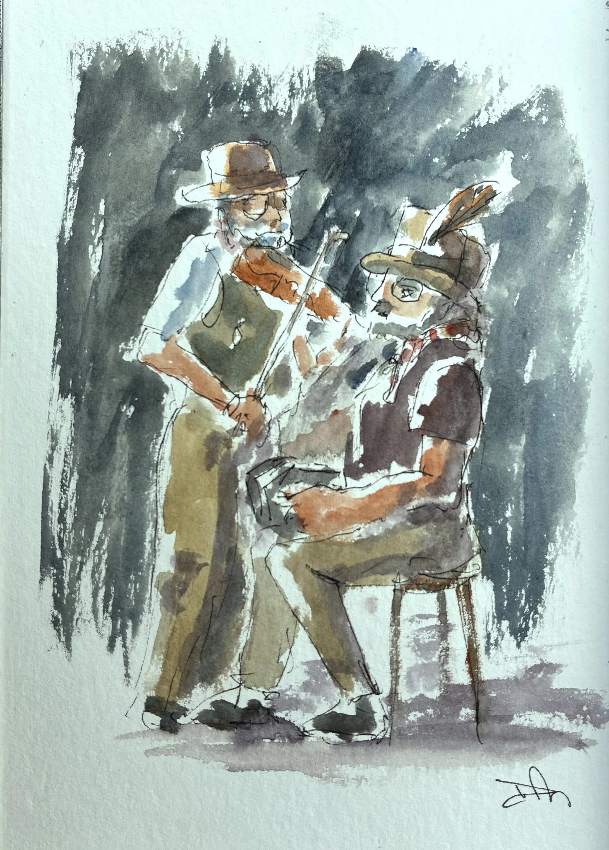 Sketching at Wimborne Folk Festival