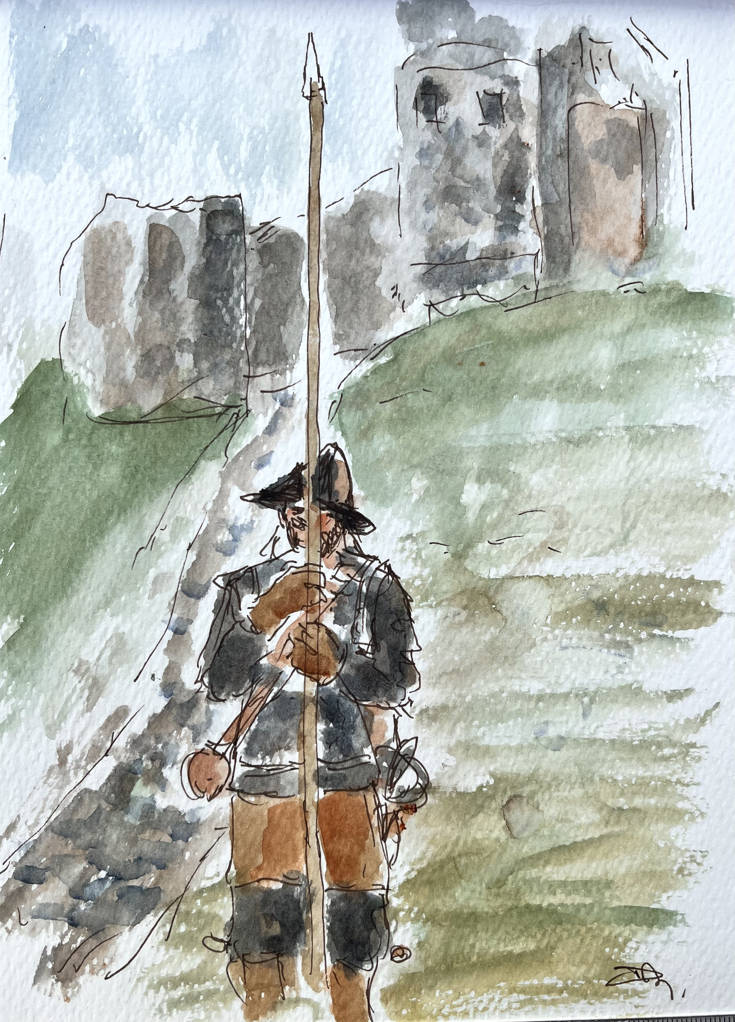 Civil war re-enactment at Corfe Castle