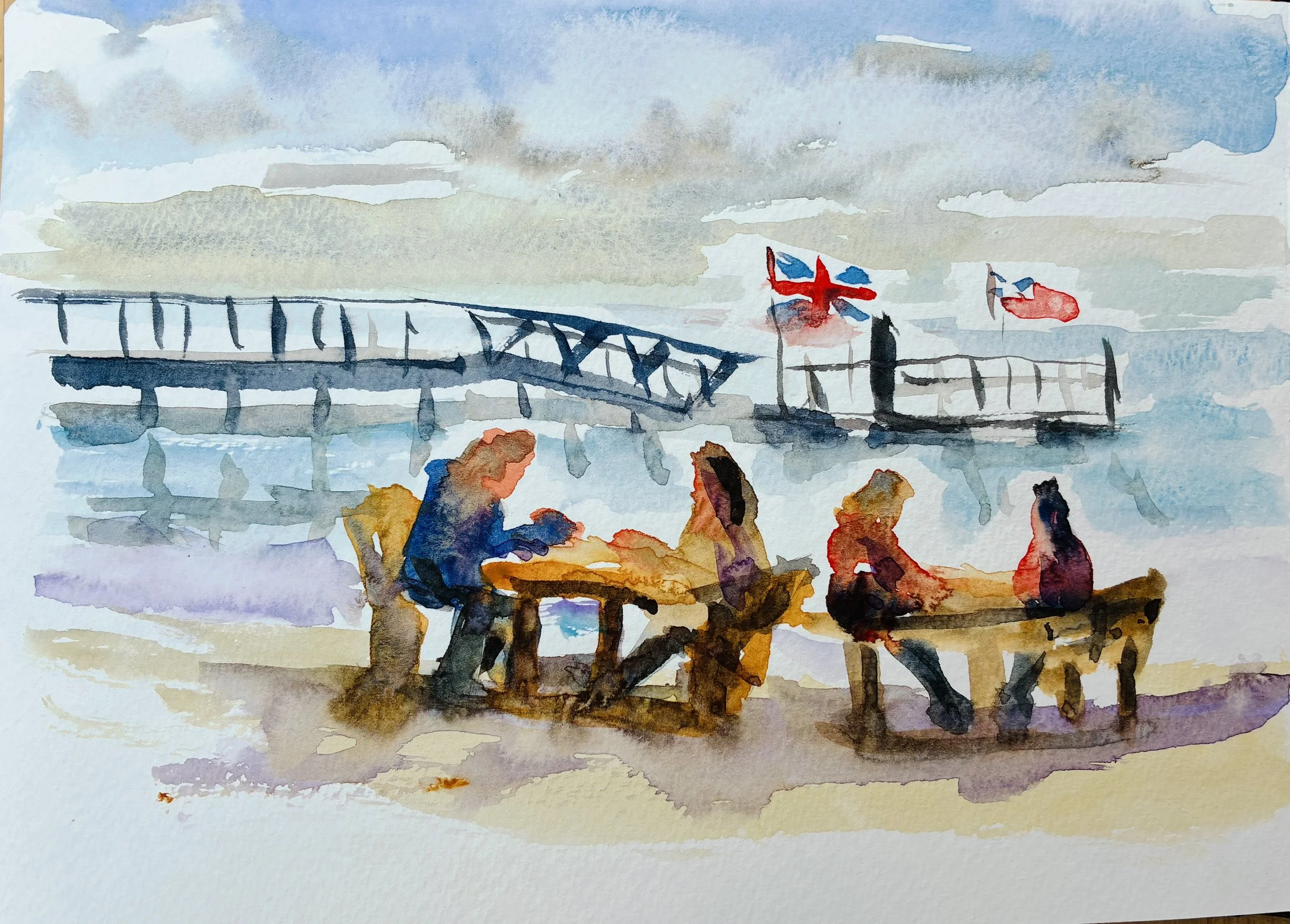 Customers at the beach cafe
