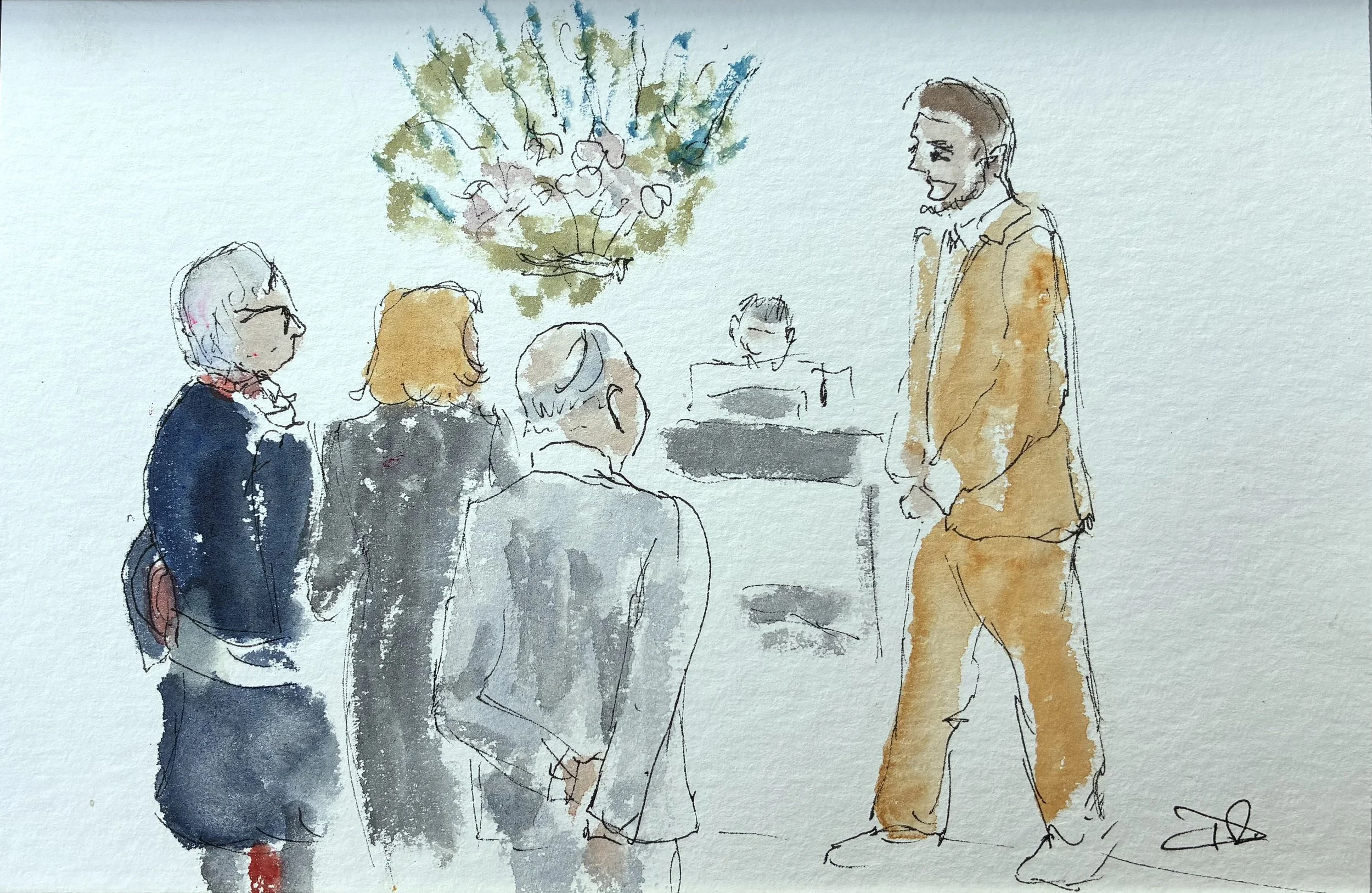 Their majesties and the Lord Lieutenant of Dorset  watching a performance by Jay Broadhusrt of Dorset Opera.