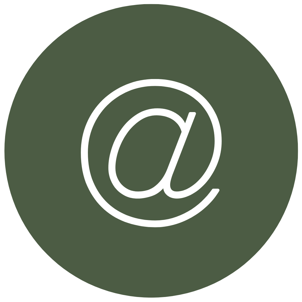 Stylized white '@' symbol on a dark green circular background.
