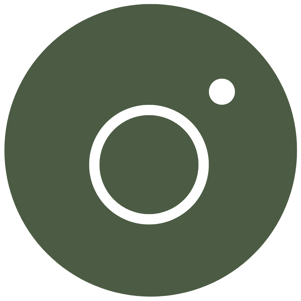A cartoon graphic of a camera icon in dark olive green with a small white circle in the top right to represent a camera lens indicator.