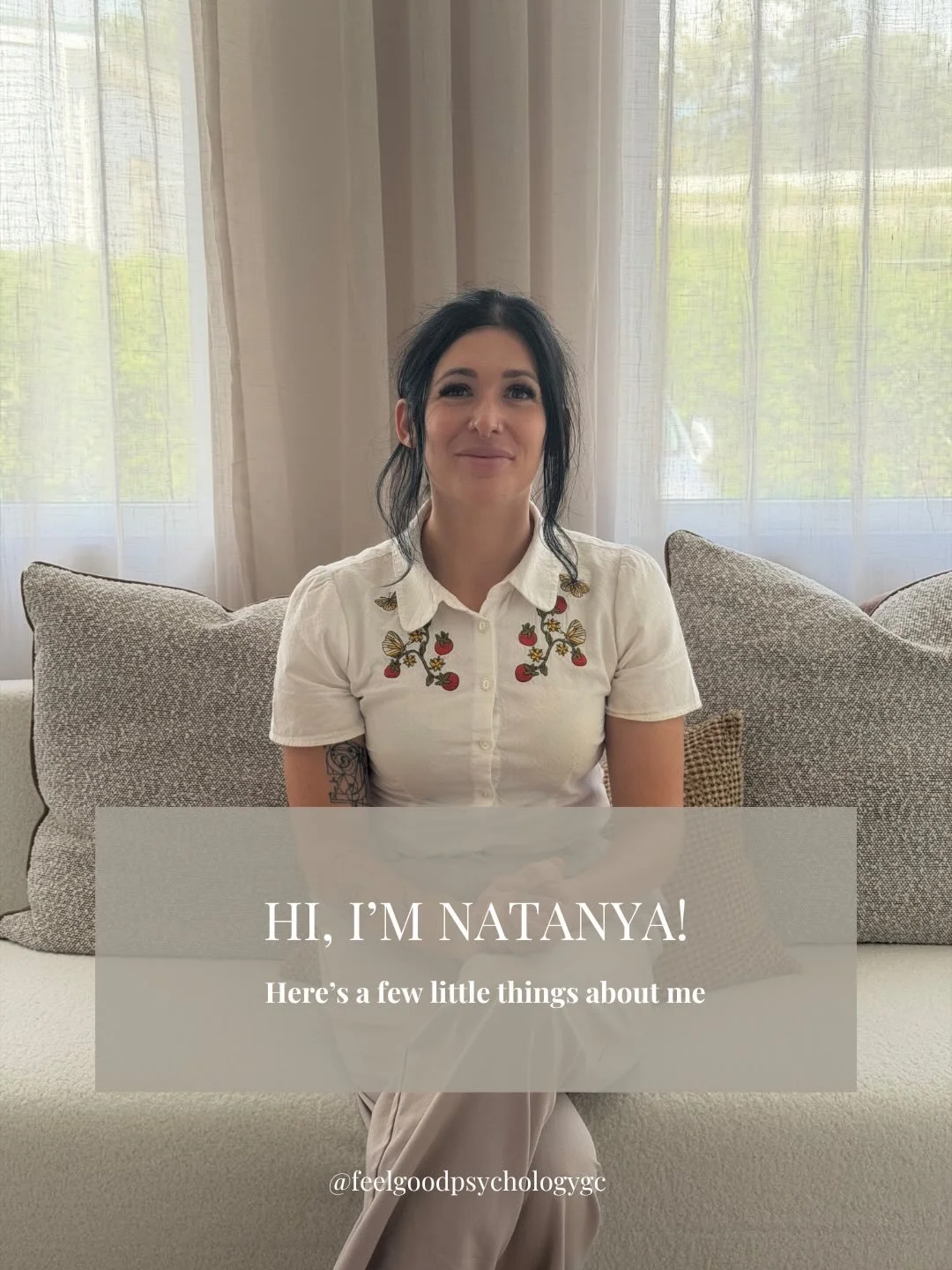 I&rsquo;m Natanya ✨ provisional psychologist at Feel Good Psychology.

My path into psychology has been shaped by years of study, personal growth, motherhood, lived experiences, and a genuine passion for supporting people through life&rsquo;s harder 